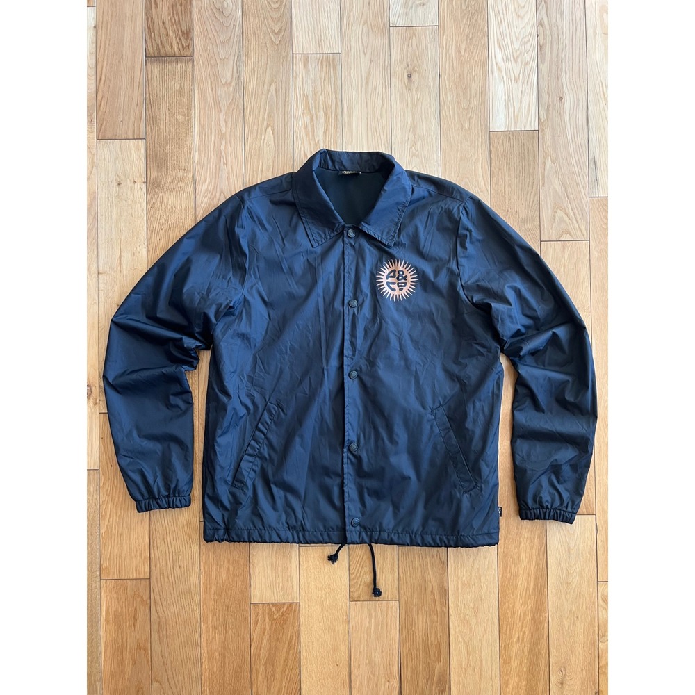 P&CO Windbreaker Button Front Collared Jacket Black Mens Size S
